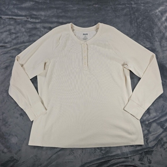 Duluth Trading Co Tops - Duluth Longtail T Winter Waffle Henley Shirt Womens 2XL Cream Thermal 94724